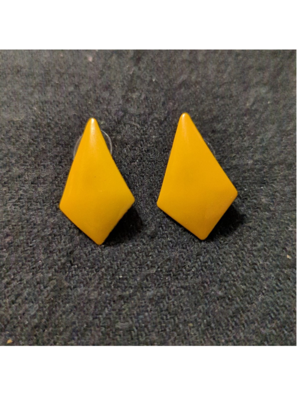 Yellow Enamel Diamond Shape Stud Statement Earrings